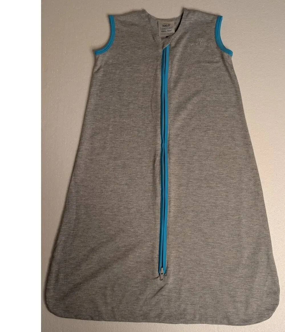 HALO Unisex Polyester Rayon SleepSack Ideal Temp Med Grey Aqua Wearable Blanket